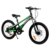 Горный детский велосипед 6-10 лет 20 дюймов Corso Speedline Черный с зеленым