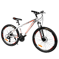 Велоcипед спортивный подростковый 13-16 лет CORSO Zoomer 26 дюймов Белый с оранжевый