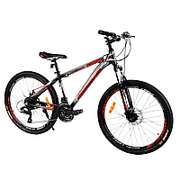 Велоcипед спортивный подростковый 13-16 лет CORSO Zoomer 26 дюймов Серый с оранжевый