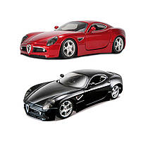 Машинка металлическая Bburago Alfa 8C Competizione (2007) (ассорти красный, черный, 1:32)