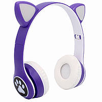 Дитячі бездротові навушники з котячими вушками Фіолетовий