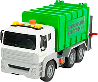 Машинка мусоровоз грузовик спецтехника с воздушной помпой (свет, звук) Зеленый