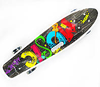 Пенни борд с ручкой со светящимися колесами Best Board Графити