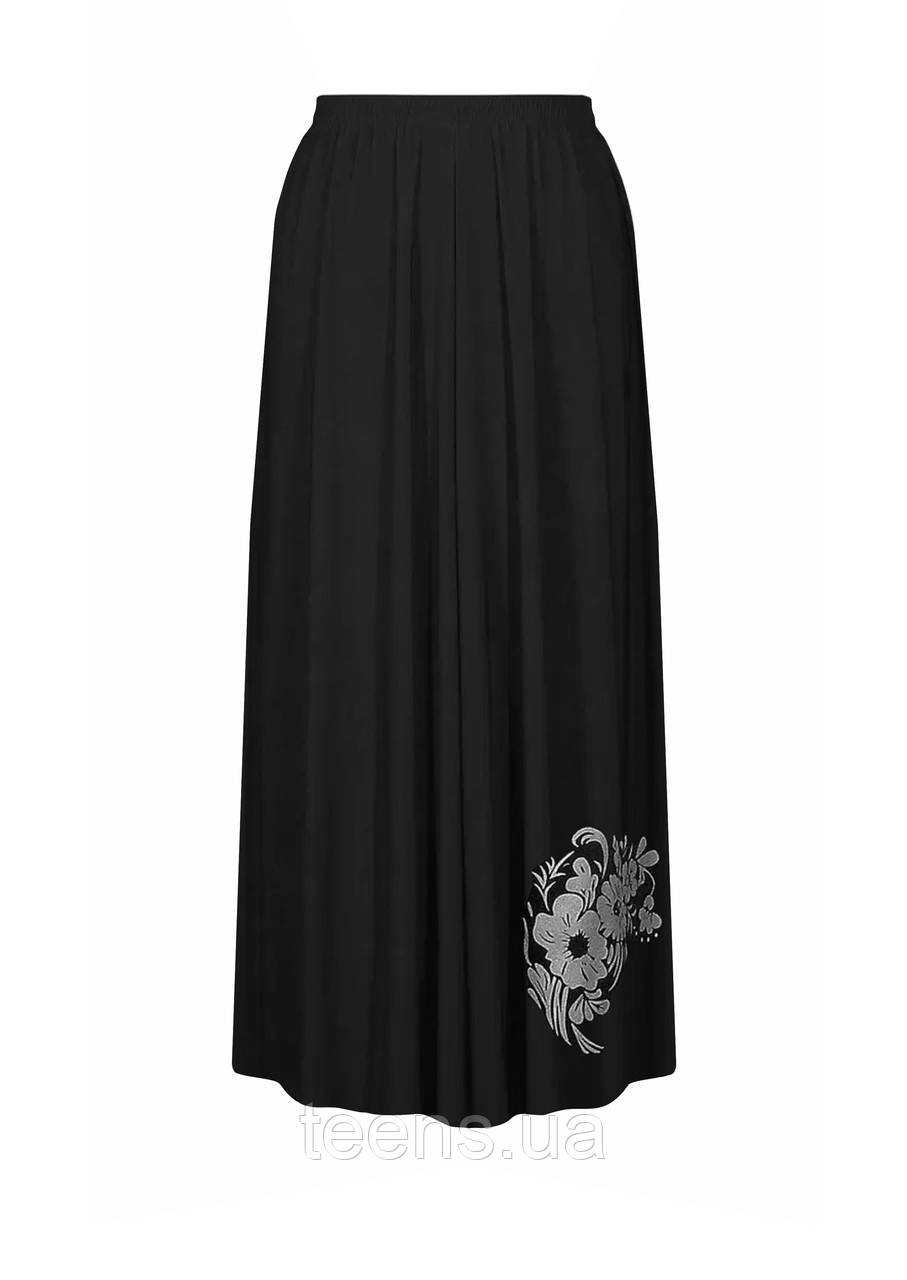 Жіноча спідниця великих розмірів Букет/54 56 58 60 64 / пряма довга жіноча спідниця в підлогу на гумці / 54, фото 1