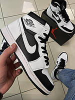 Кроссовки Nike Air Jordan 1 White / Black (кожа) .Хит!