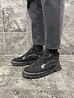 Чоловічі зимові чорні підлоги черевики з хутром