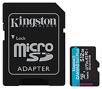 Карта пам'яті MicroSD 512GB Kingston Canvas Go+ U3 V30 (R170/W90) + Adapter SD