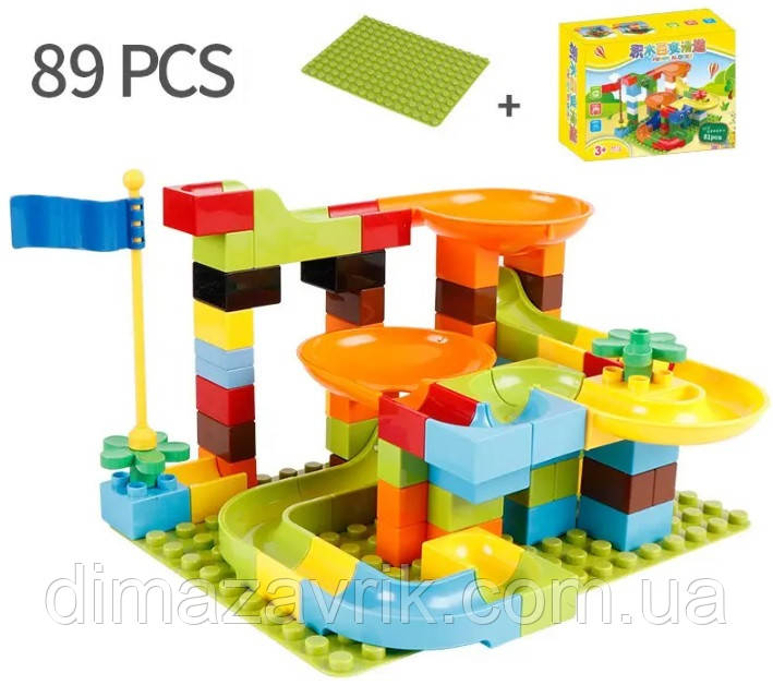Конструктор гра MR93 "Горка лабіринт, кульки + пластина" 89 деталей, фото 1