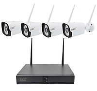 Комплект Камер Видеонаблюдения Беспроводной DVR KIT CAD Full HD UKC 8004/6673 WiFi 4ch Набор на 4 Камеры