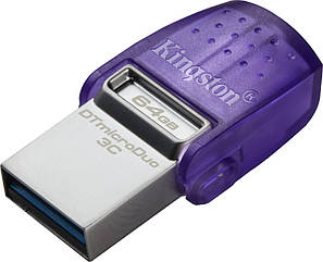 Накопичувач Type-C/USB Flash drive   64GB  Kingston DataTraveler microDuo 3C  (USB3.2) (код 130078)
