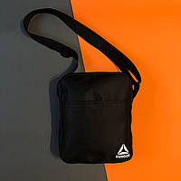 Сумка Reebok черного цвета / Мужская спортивная сумка через плечо Рибок / Барсетка Reebok