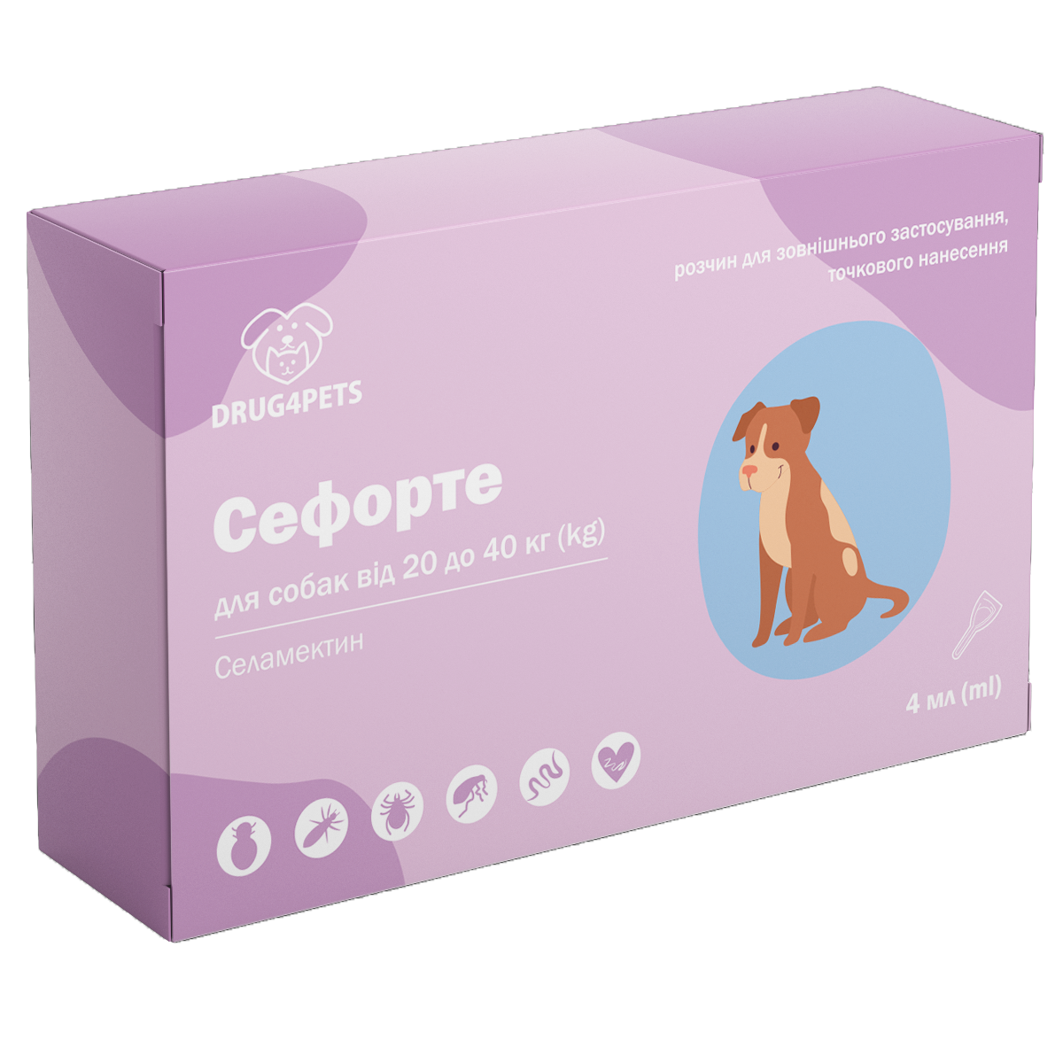 Сефорте краплі від бліх, кліщів і гельмінтів для собак вагою від 20 до 40 кг, 1 піпетка, фото 1