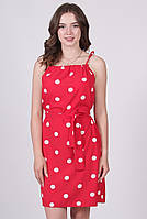 Сарафан жіночий червоний принт горошок білий пляжний літній софт Довге/ максі Актуаль 0051, 50