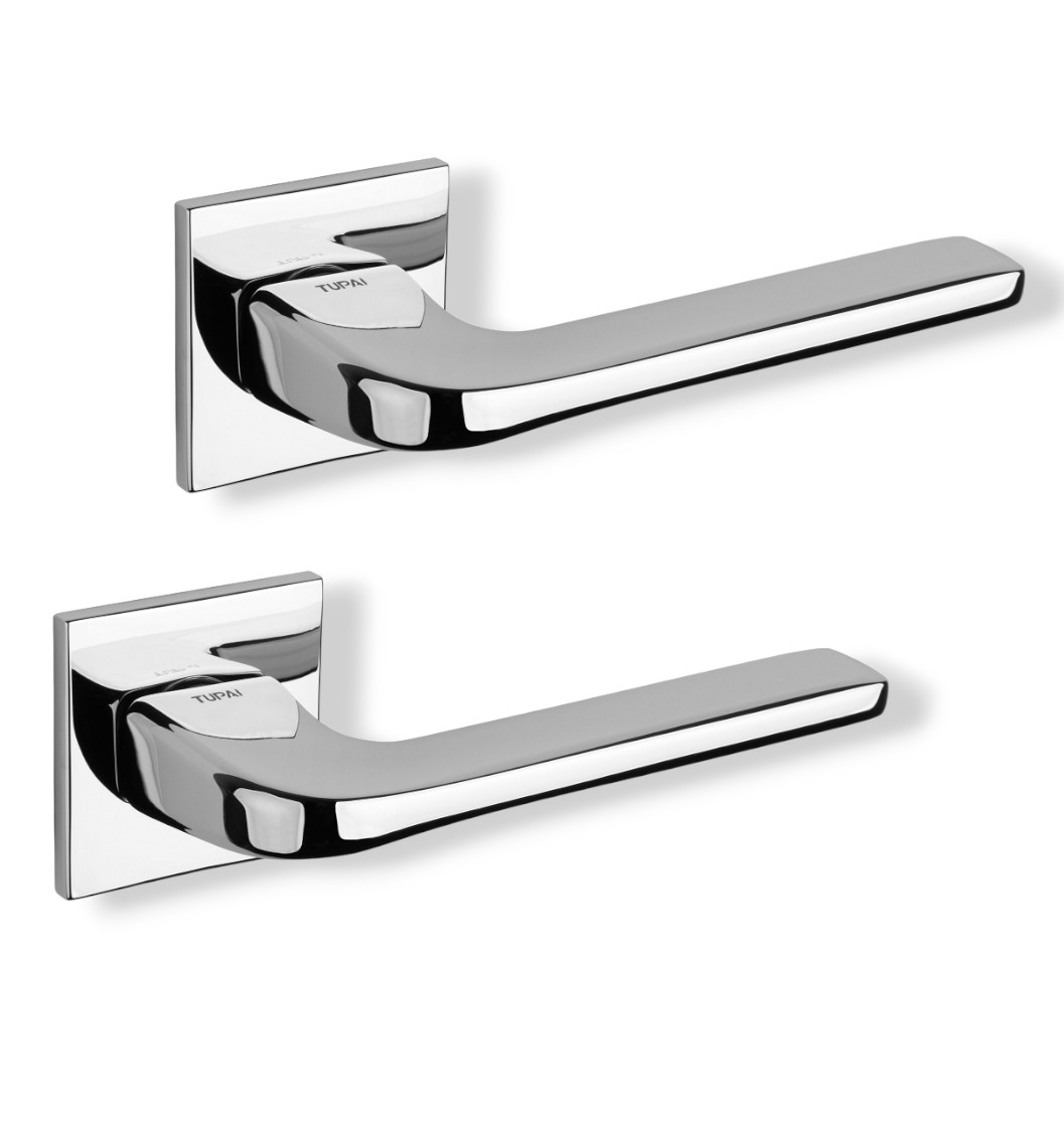 Ручки дверні TUPAI 4007Q 5S-03 хром полірований (для міжкімнатних/вхідних дверей ), фото 1