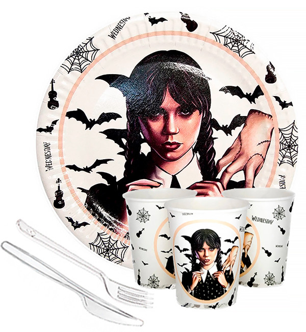 Набір паперового посуду "Wednesday", (на 10 персон)