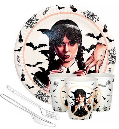 Набір паперового посуду "Wednesday", (на 10 персон), фото 1