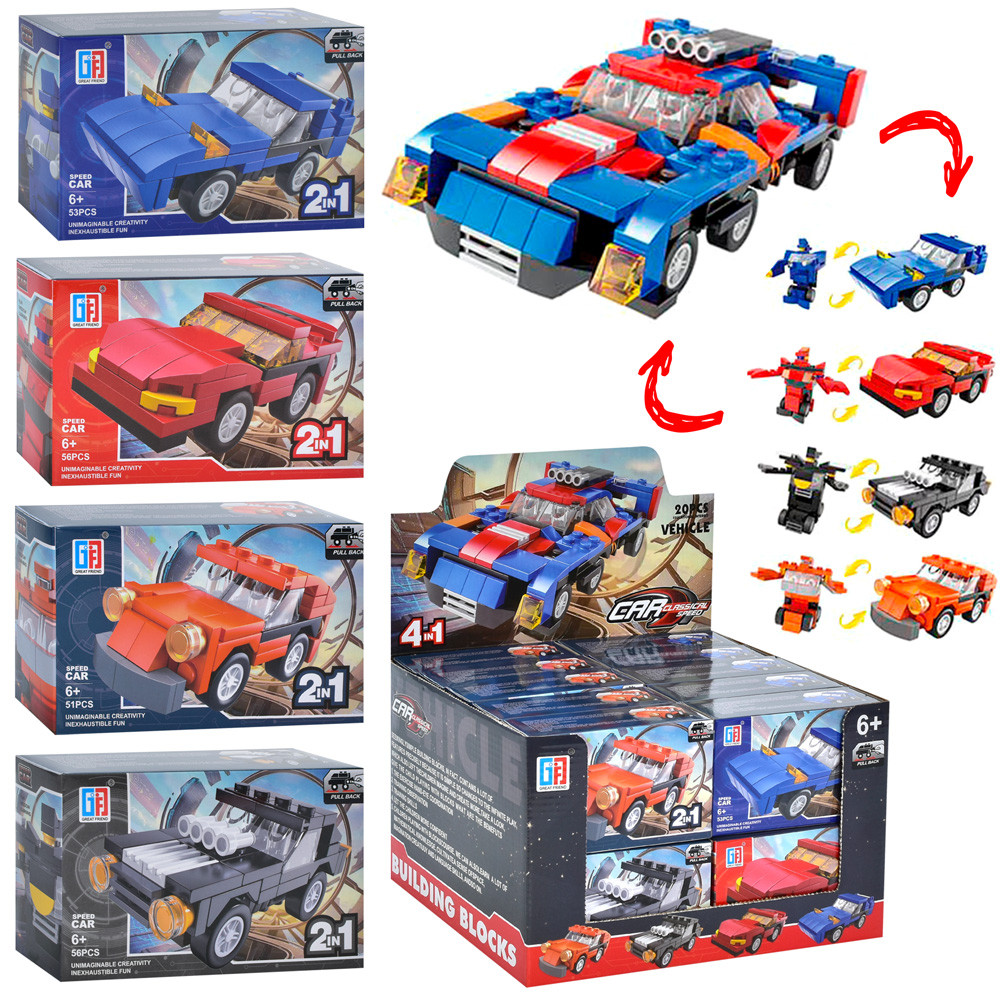 Конструктор транспорт, від 51 подітий, 20шт (4 види) в дисплеї 123-353/357, фото 1