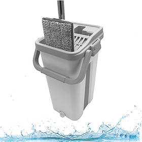 Комплект швабра з відром з автоматичним віджимом Чудо швабра для прибирання Scratch Easy Mop Білий