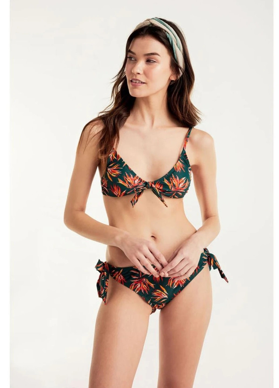 Купальний ліф жіночий з принтом зелений