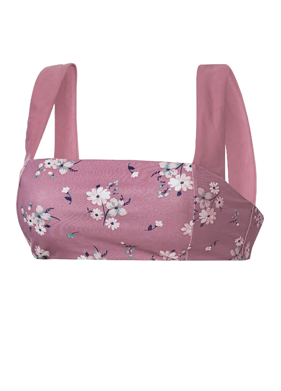 Верхня частина купальника жіноча з квітами рожева