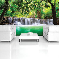 Пейзаж філізелінові фото шпалери красива природа 254x184 см 3D Пейзаж Ліс Зелень Чарівний водоспад (1966V4) Найкраща якість