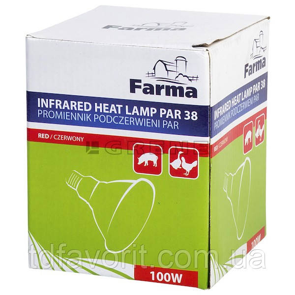 Инфракрасная лампа для обогрева PAR Farma красная 100 Вт - фото 9 - id-p323888137