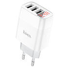 Мережевий зарядний пристрій Hoco C93A Easy charge 3USB / 3.4A / LCD білий, фото 2