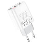 Мережевий зарядний пристрій Hoco C93A Easy charge 3USB / 3.4A / LCD білий, фото 3