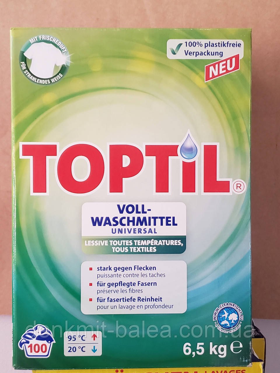 Порошок для прання кольорових і білих сильно забруднених речей Toptil Vollwashmittel 6.5 кг