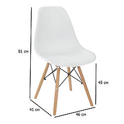 Білі пластикові стільці з дерев'яними ніжками Eliot із дерева бук для кухні