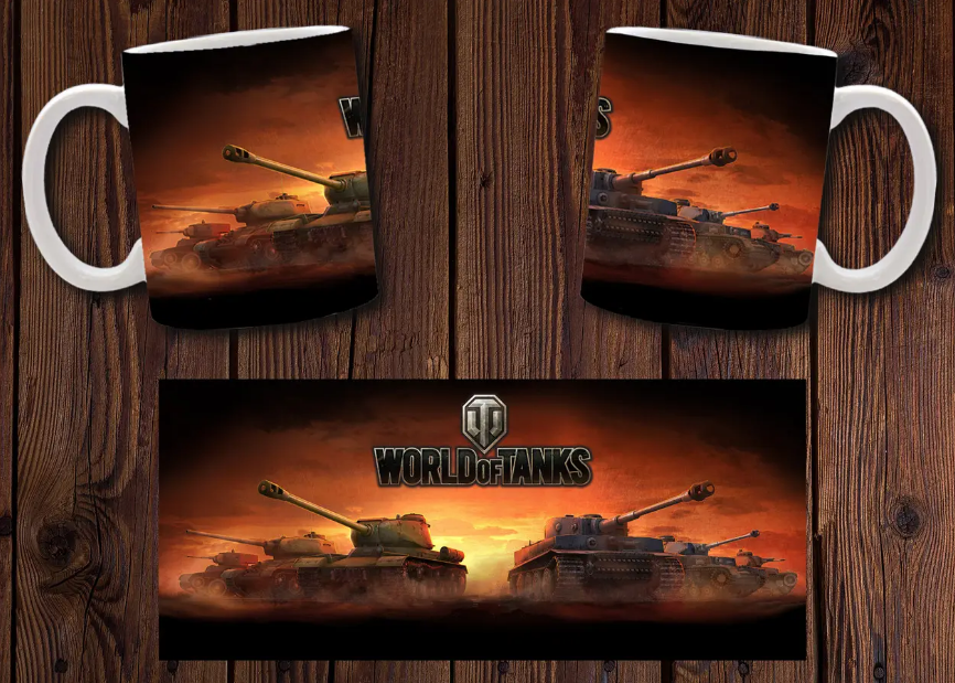 Чашка белая керамическая с принтом  "World of Tanks" Світ Танків ABC