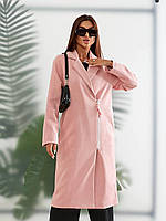 M100 Пальто женское замшевое с подкладкой на молнии розовая пудра