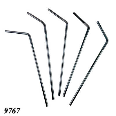 Соломка з вигином d5 250 мм 100 шт чорна
