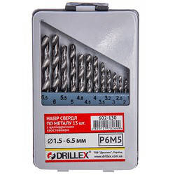 Свердла для металу Р6М5 13 шт. 1,5-6,5 мм СТАНДАРТ НСВ1306, фото 1