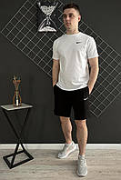 Летний спортивный костюм белый Nike мужской хлопковый , Комплект Найк на лето Шорты и Футболка белая trek