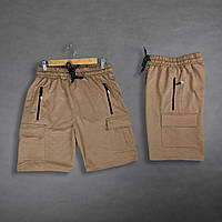 Коричневые шорты карго мужские коттоновые стильные , Повседневные мужские летние коричневые шорты с карм trek