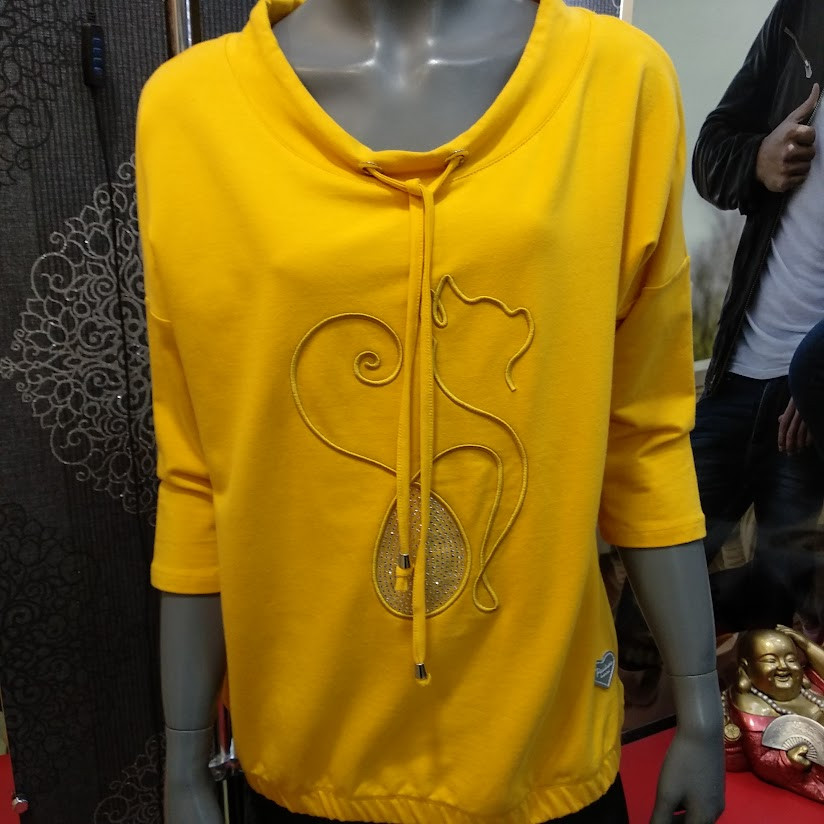 Жіноча жовта футболка толстовка кіт рукав 3/4 Італія, фото 1