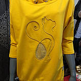 Жіноча жовта футболка толстовка кіт рукав 3/4 Італія, фото 2