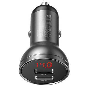 АЗП Baseus Digital Display Dual USB 4.8A Car Charger 24W (CCBX) tarnish