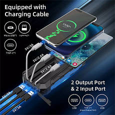 Пoweрбaнк 30000 mAh із сонячною панеллю (Solar power bank) QC3.0 PROTESTER PRO-S30, фото 4