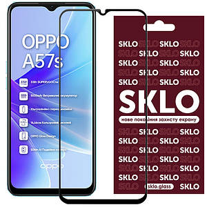 Захисне скло SKLO 3D (full glue) для Oppo A57s / A77 / A77s Чорний