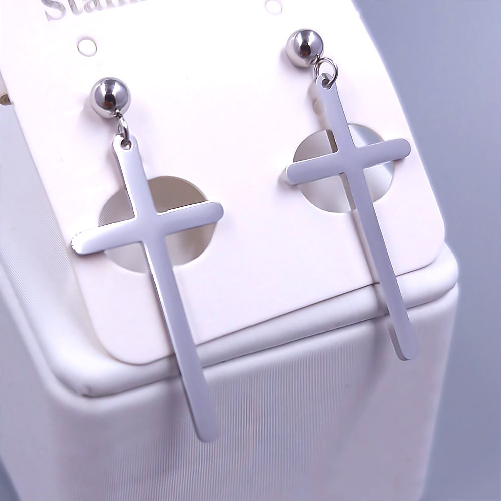 Сережки-гвоздики Stainless Steel. Сталь. Родій. Довжина: 35 мм. Ширина: 15 мм.