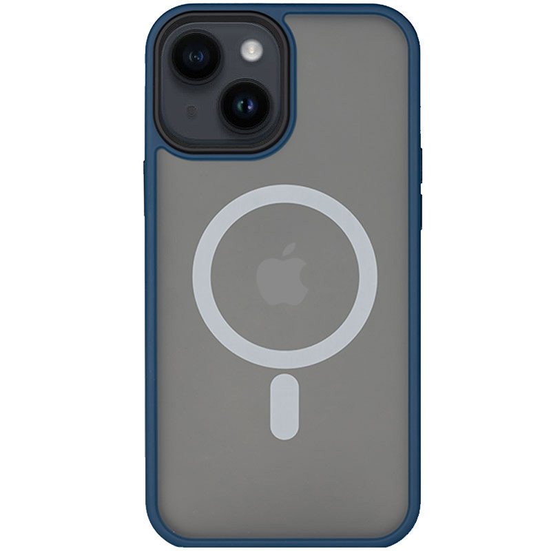 TPU+PC чохол Metal Buttons with MagSafe для Apple iPhone 14 (6.1") Синій, фото 1