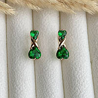 Сережки Xuping Jewelry с зеленым камнем из медицинского сплава (АРТ. № 2309)