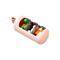 Карманная таблетница цилиндр органайзер для таблеток на 3 отделения розовая Супер цена