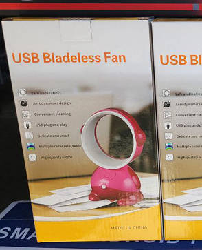 Настільний портативний міні вентилятор USB Bladeless Fan MX-483 Рожевий, фото 4