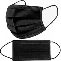Маска тришарова одноразова, чорна (на гумках), 1шт