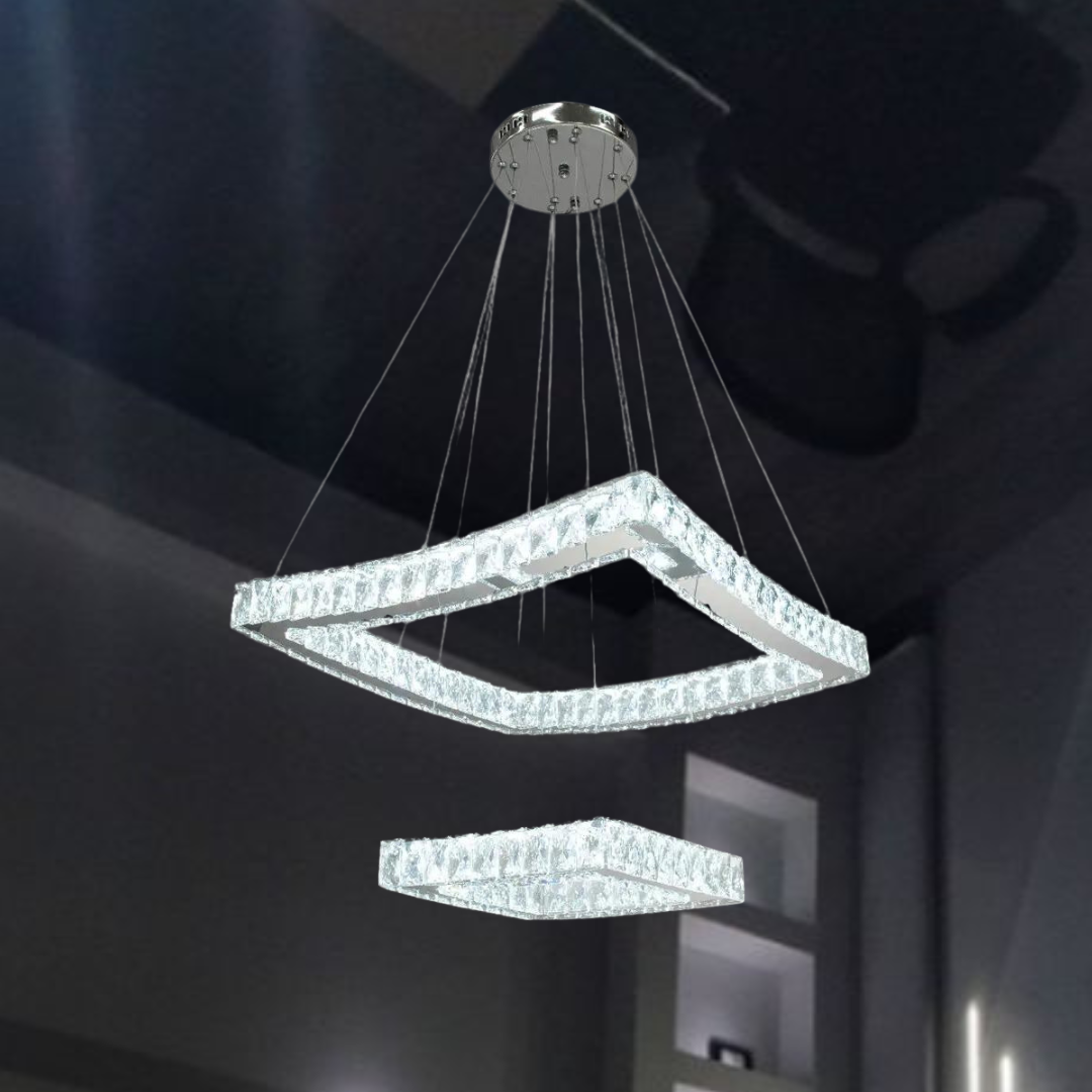 Підвісна кришталева люстра Led Diasha 65W до 16 м² колір Хром 8787-2A/550+300, фото 1