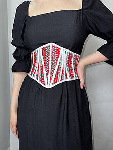 Корсет жіночий вишитий червоний в українському стилі Modna KAZKA MKGM104-7
