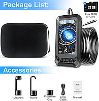 Ендоскоп дві камери 5" IPS бороскоп 32 ГБ 5 м гнучкий кабель 8 мм ALS5005